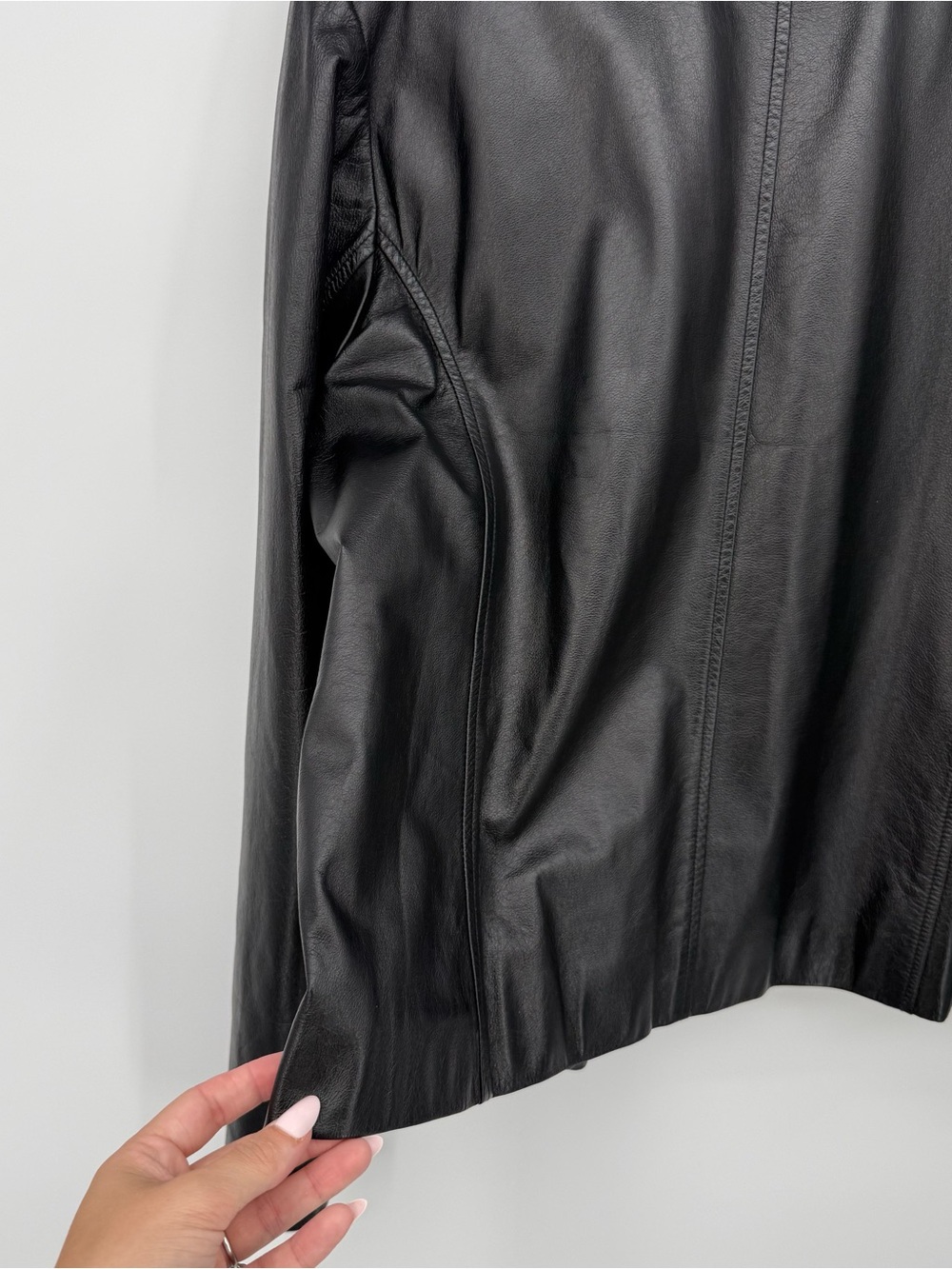 Apostrophe *Fair* Black Genuine Leather Jacket Classic Size 16 Y2k Style - Picture 15 of 15